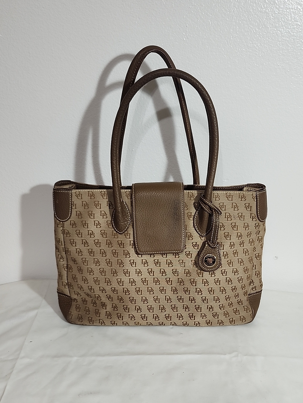 Dooney & Bourke Tan and Brown Monogram Tote